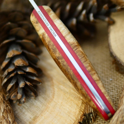 Woodsman: Black Ash Burl & Red Linen - Adventure Sworn Bushcraft Co.