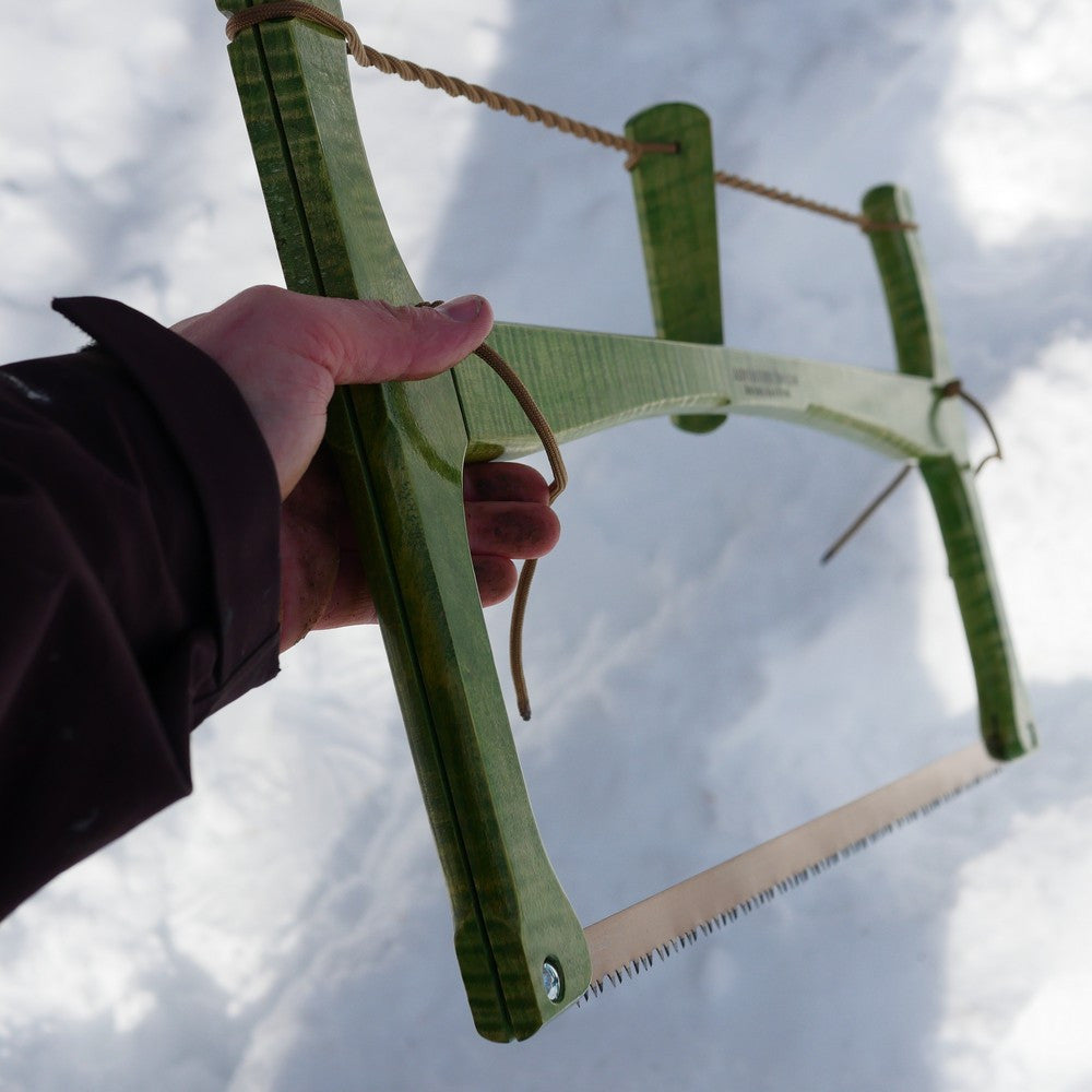 Custom Bucksaw: Spring Green Curly Maple - Adventure Sworn Bushcraft Co.