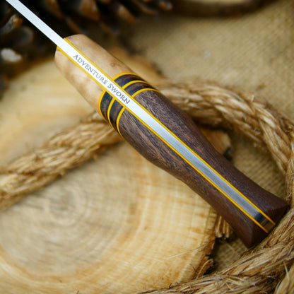 Classic: Walnut, Curly Maple Bolster & Leather Spacer - Adventure Sworn Bushcraft Co.