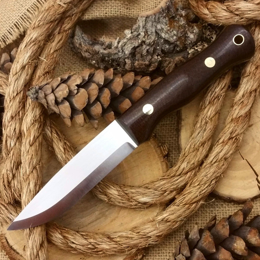 Explorer: 5/32 CPM 3V, Dark Brown Burlap & Green Canvas Micarta - Adventure Sworn Bushcraft Co.
