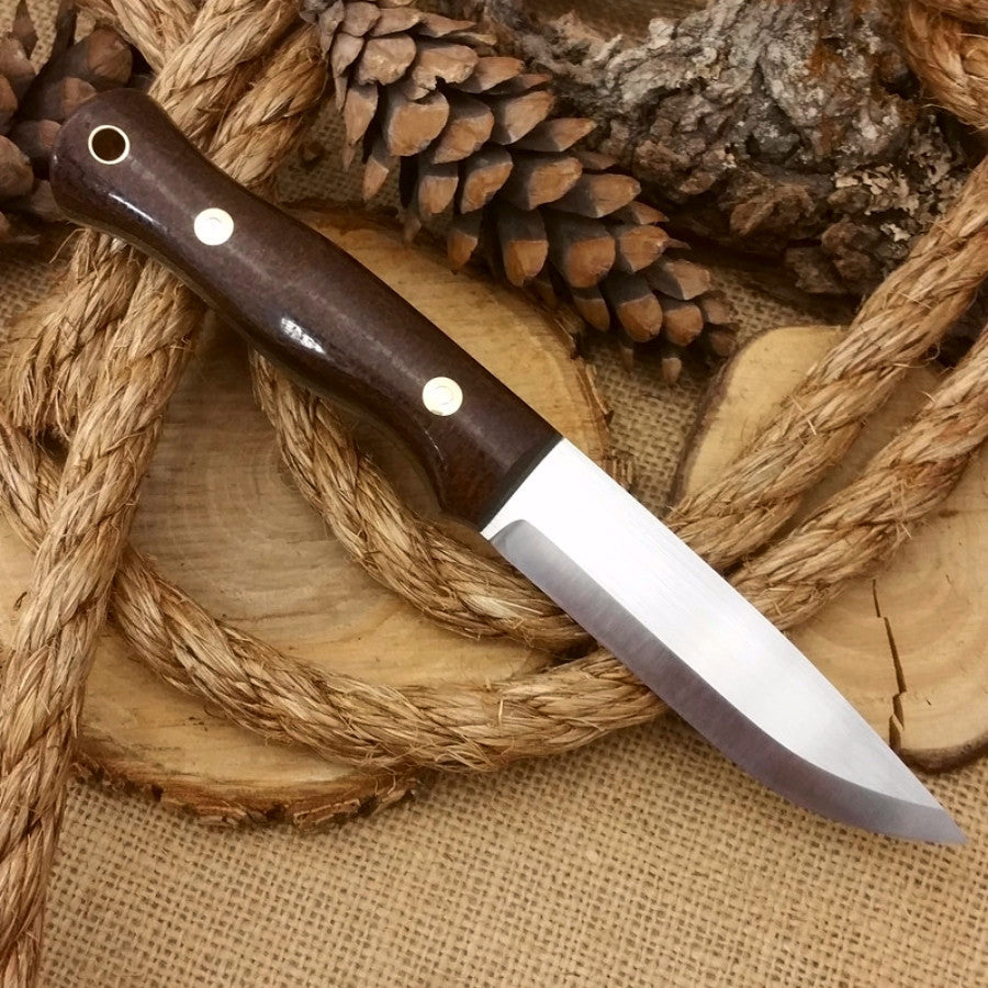 Explorer: 5/32 CPM 3V, Dark Brown Burlap & Green Canvas Micarta - Adventure Sworn Bushcraft Co.