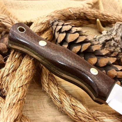 Explorer: 5/32 CPM 3V, Dark Brown Burlap & Green Canvas Micarta - Adventure Sworn Bushcraft Co.