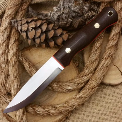 Explorer: 5/32 CPM 3V, Dark Brown Burlap & Hunter Orange G10 - Adventure Sworn Bushcraft Co.