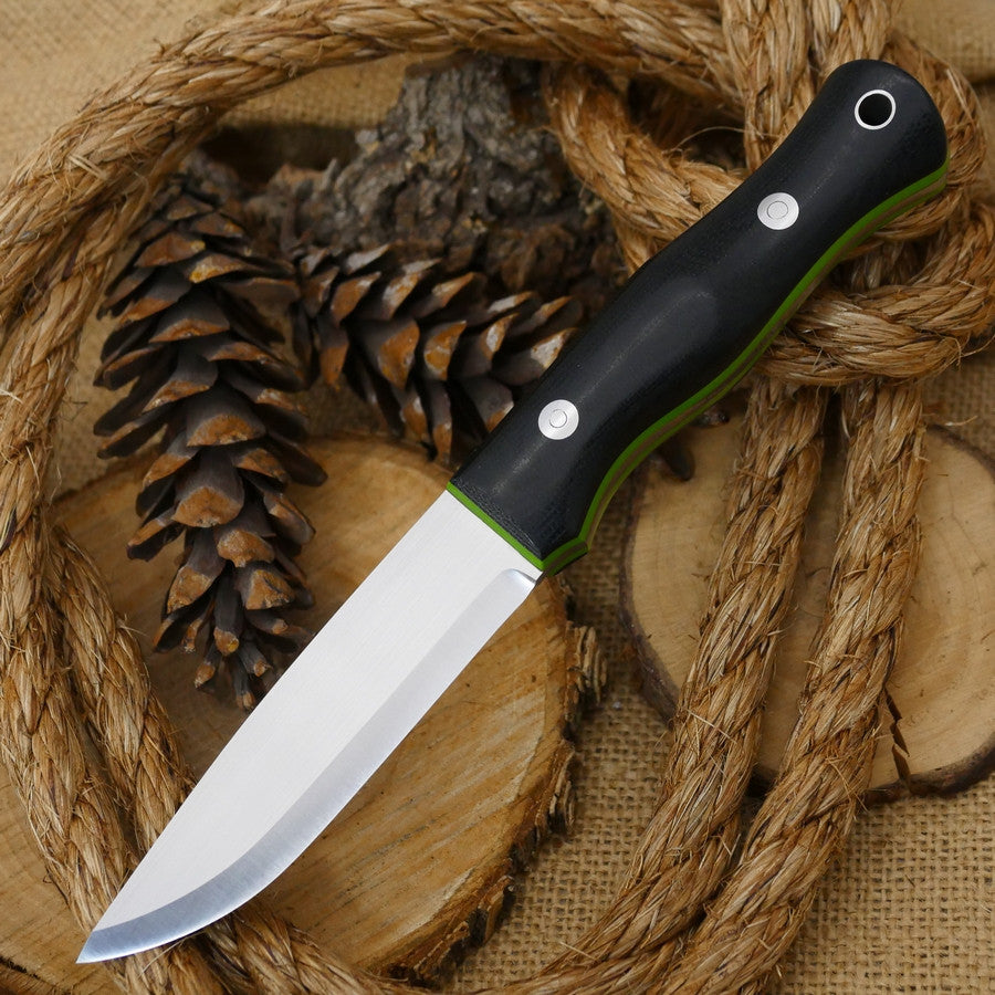 Explorer: 1/8 CPM 3V, Black Canvas & Green G10 - Adventure Sworn Bushcraft Co.